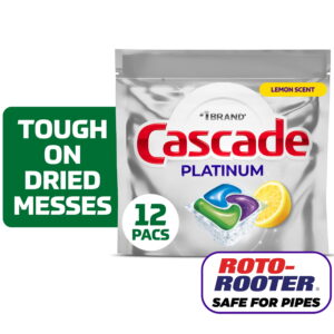 Cascade Platinum Dishwasher Pods, Dishwasher Detergent, Dish Detergent Soap, Lemon, 12 Count