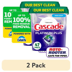 (2 pack) Cascade Platinum Plus Dishwasher Pods, Dishwasher Detergent Soap Tabs, Fresh, 47 Count
