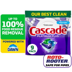 Cascade Platinum Plus Dishwasher Pods, Fresh, 9 Count