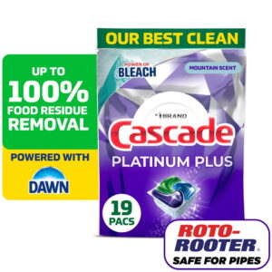 Cascade Platinum Plus Dishwasher Pods, Dishwasher Detergent, Dish Detergent Soap, Mountain, 19 Count