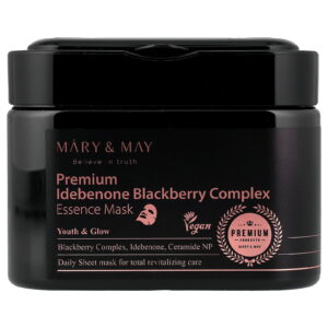 Mary & May Premium Idebenone Blackberry Complex, Essence Beauty Mask, 20 Sheets, 8.81 oz (250 g)