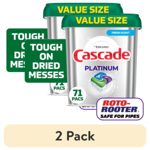 (2 pack) Cascade Platinum Dishwasher Pods, Dishwasher Detergent Soap Tabs, Fresh, 71 Count