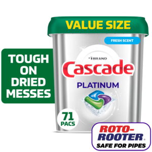 Cascade Platinum Dishwasher Pods, Dishwasher Detergent Soap Tabs, Fresh, 71 Count