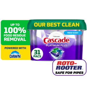 Cascade Platinum Plus Dishwasher Pods, Fresh, 31 Count
