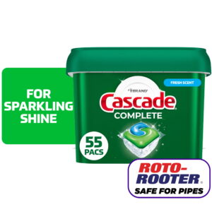 Cascade Complete Dishwasher Pods, Dishwasher Detergent, Dish Detergent Soap, Fresh, 55 Count