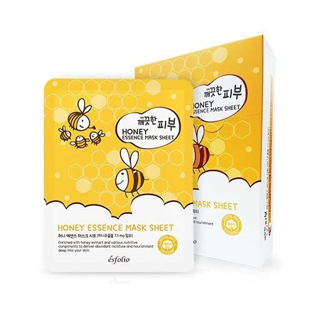 Esfolio Pure Skin Essence Full Facial Mask Sheet Nourishment Hydration Age-Defying Botanicals Honey (Pack of 10) Honey Essence