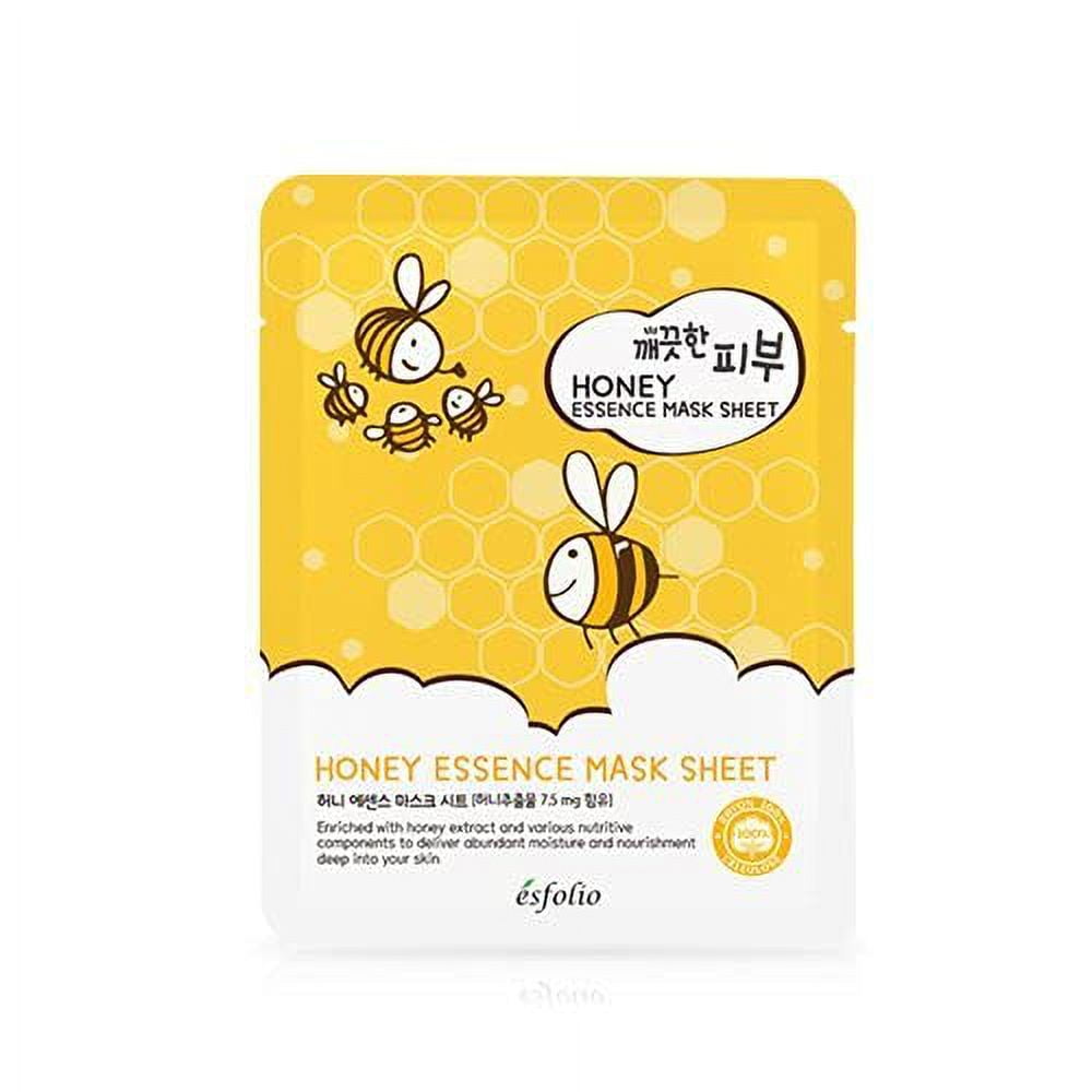 Esfolio Pure Skin Essence Full Facial Mask Sheet Nourishment Hydration Age-Defying Botanicals Honey (Pack of 10) Honey Essence - Image 2