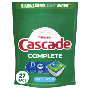 Cascade Complete Dishwasher Pods, Action Pacs Dishwasher Detergent, Dishwasher Tabs, Fresh, 27 Count