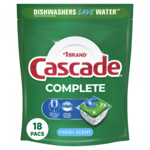Cascade Complete Action Pacs, Dishwasher Detergent Pods, Fresh, 18 Count
