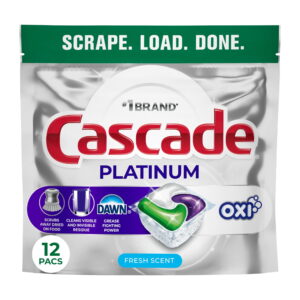Cascade Platinum Fresh Scent Dishwasher Detergent ActionPacs + Oxi - 12 ct