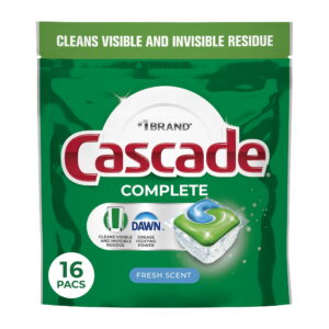 Cascade Complete Dishwasher Pods, Dishwasher Detergent, Dish Detergent Soap, Fresh, (2 Pack of 16 Count)