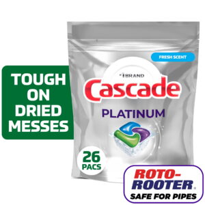 Cascade Platinum Dishwasher Pods, Dishwasher Detergent Soap Tabs, Fresh, 26 Count