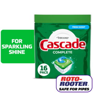 Cascade Complete Dishwasher Pods, Dishwasher Detergent, Dish Detergent Soap, Fresh, 16 Count