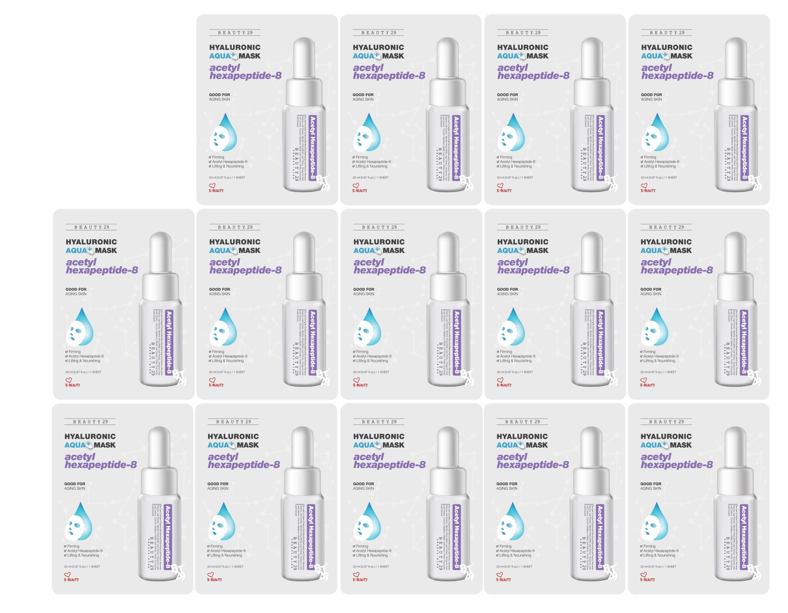 BEAUTY29 Hyaluronic Aqua Plus Essence Full Face Facial Sheet Mask 14 Sheets - 2 WEEKS SET - Image 20