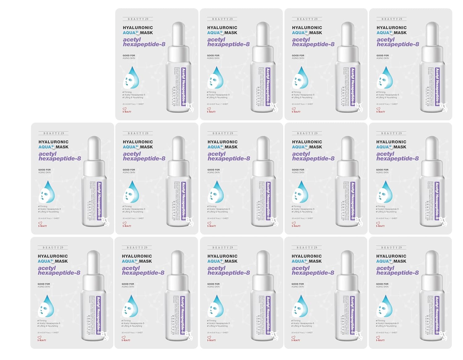 BEAUTY29 Hyaluronic Aqua Plus Essence Full Face Facial Sheet Mask 14 Sheets - 2 WEEKS SET - Image 21