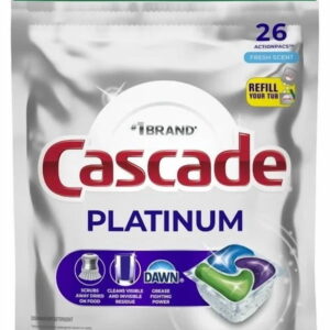 Cascade Platinum Dishwasher Pods, Dishwasher Detergent Soap Tabs, Fresh, 26 Count