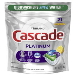 Cascade Pacs Dishwasher Detergents, Lemon Scent, 11.7 Ounce, 21 Count