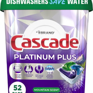 Cascade Platinum Plus ActionPacs Dishwasher Detergent Pods, Mountain, 52 Count