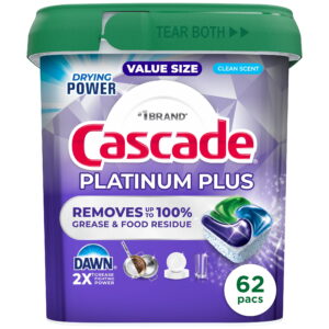 Cascade Platinum Plus Dishwasher Detergent Clean, 62 Count