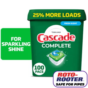Cascade Complete Dishwasher Pods, Action Pacs Dishwasher Detergent Tabs, Fresh, 100 Count